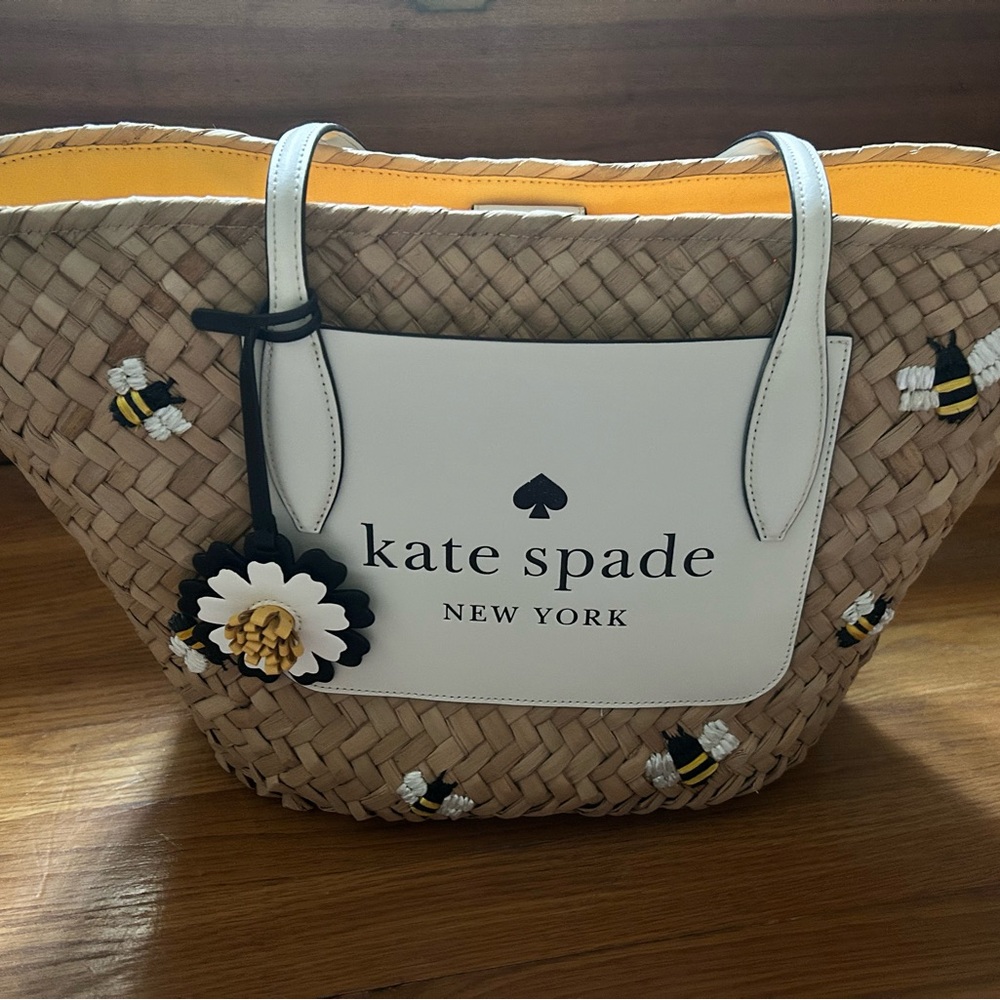 Kate Spade Beige Woven Tote Bag